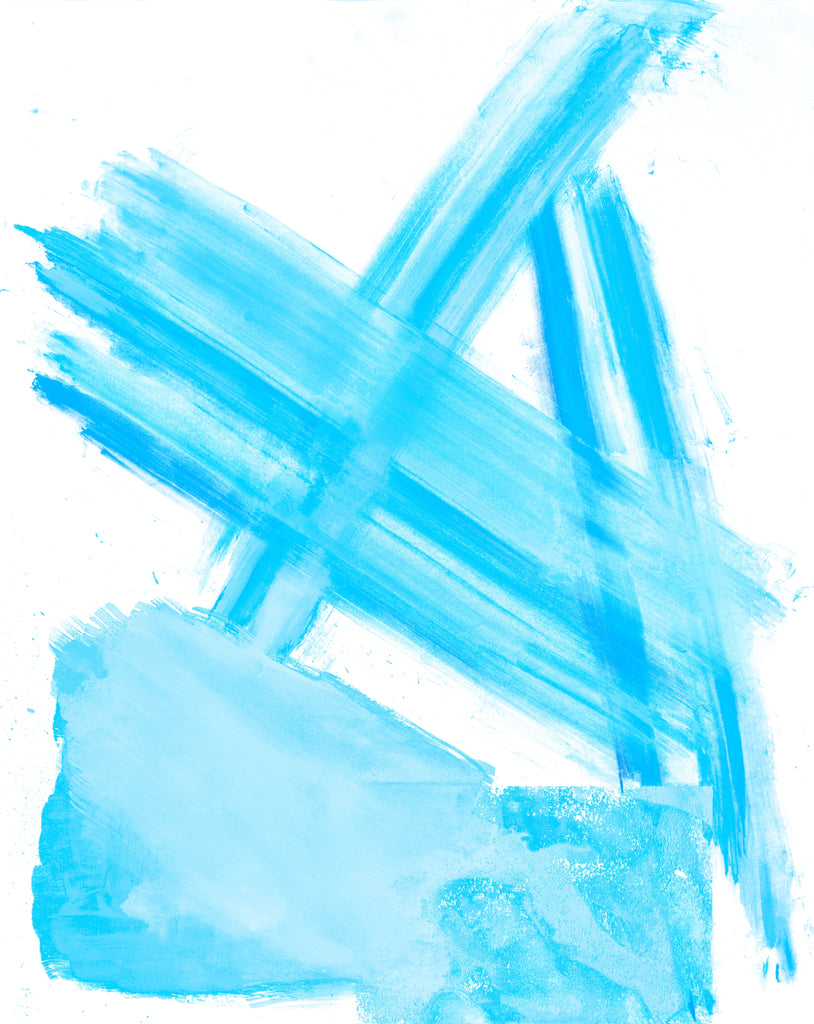 fine art prints by ryan lutz this abstract, blue, monotone piece is called a for acceptance solid blue, 2020 the price is 500 usd)